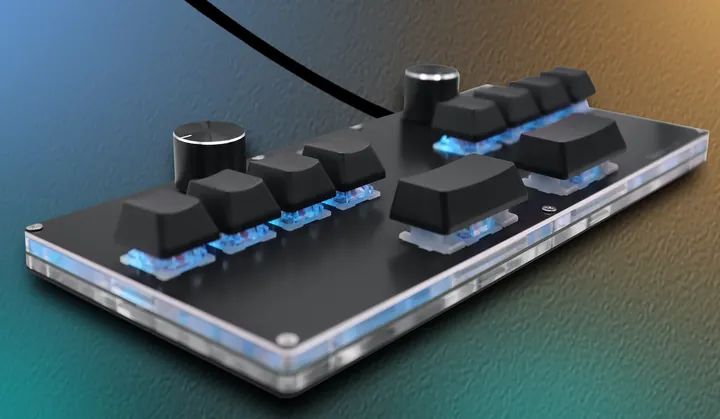 SayoDevice CM51+ noir : une dizaine de touches et deux molettes.